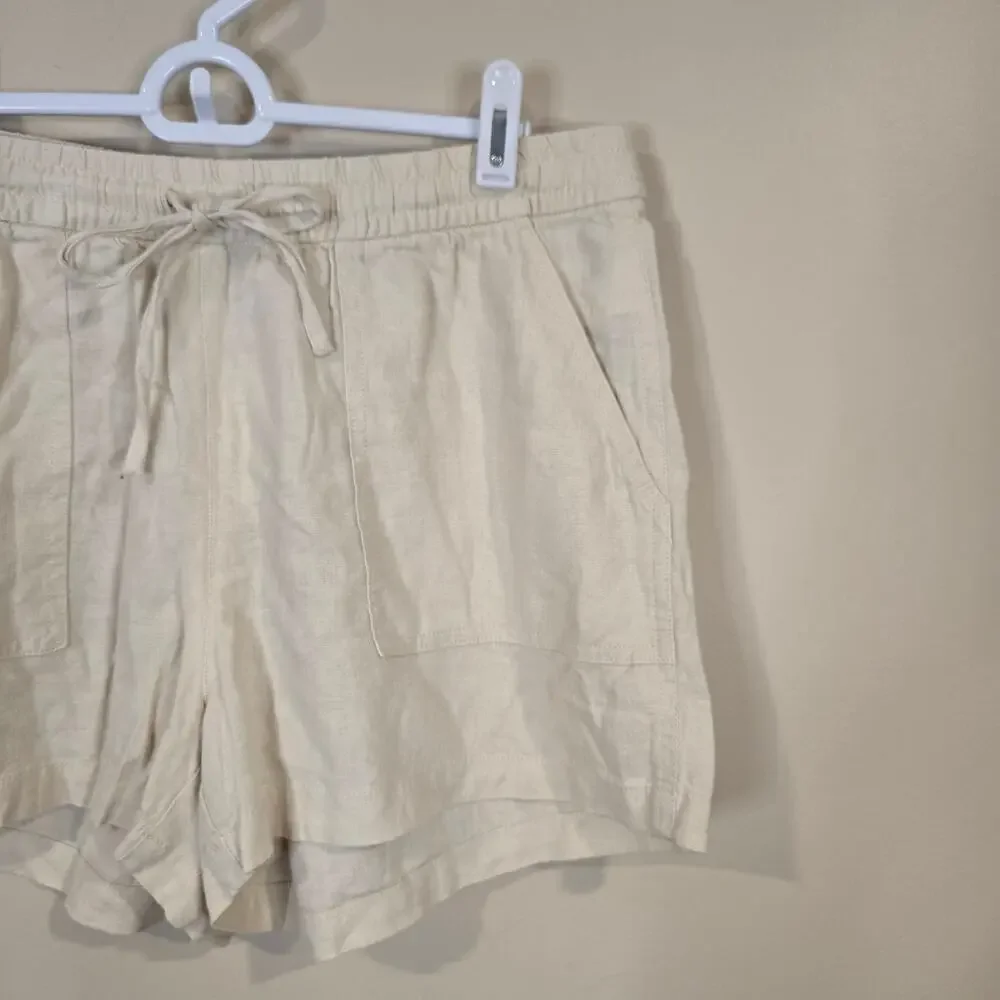 NEW NWT Women's J. Crew Cream Linen Blend Pull On Shorts | Size Small